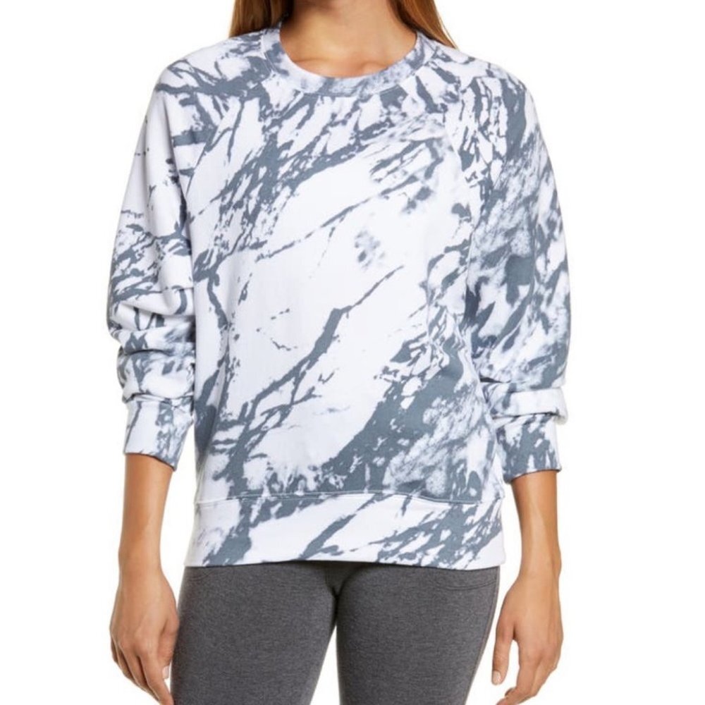 NWT Nordstrom Zella Jamie Ink Splatter Crew Sweatshirt Size Medium Oversize Boho